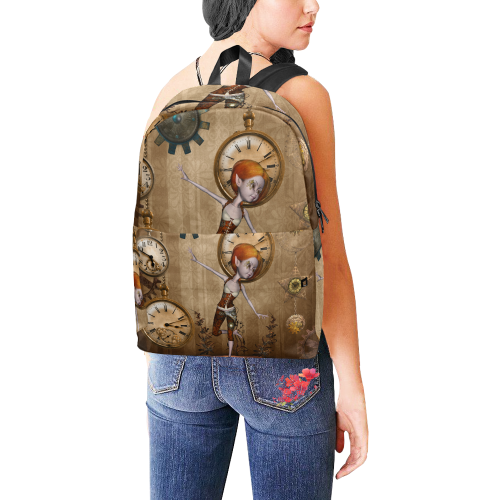 Steampunk girl, clocks and gears Unisex Classic Backpack (Model 1673)