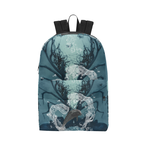 Dolphin jumping by a heart Unisex Classic Backpack (Model 1673)