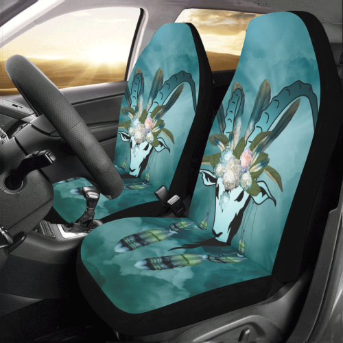 The billy goat with feathers and flowers Car Seat Covers (Set of 2)