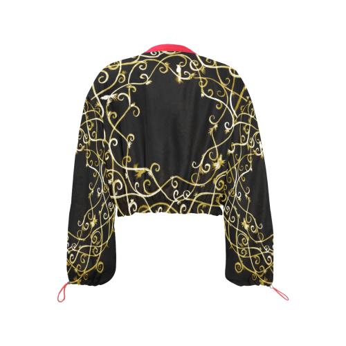couronne oiseaux 12 Cropped Chiffon Jacket for Women (Model H30)