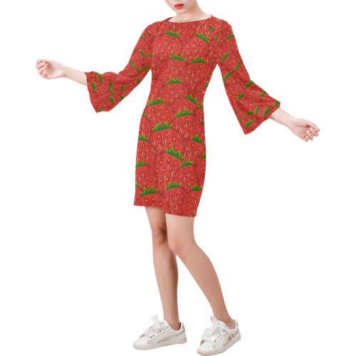 Strawberry Patch Bell Sleeve Dress (Model D52)
