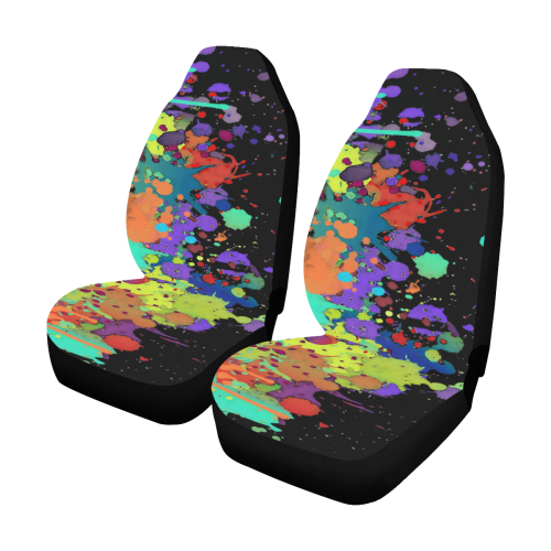 CRAZY multicolored SPLASHES / SPLATTER / SPRINKLE Car Seat Covers (Set of 2)