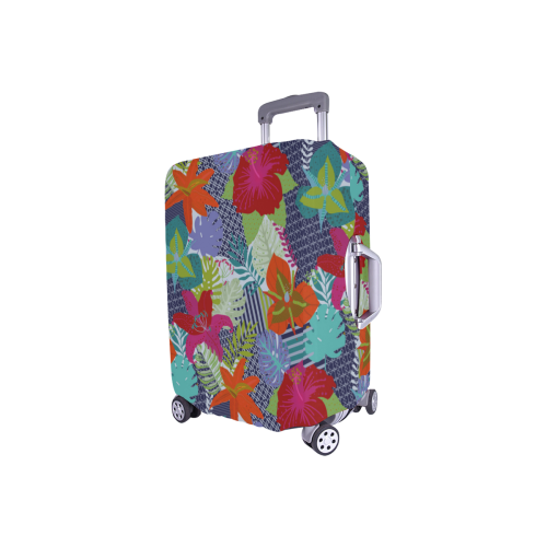 Geometric Shapes Tropical Flowers Pattern 2 Luggage Cover/Small 18"-21"