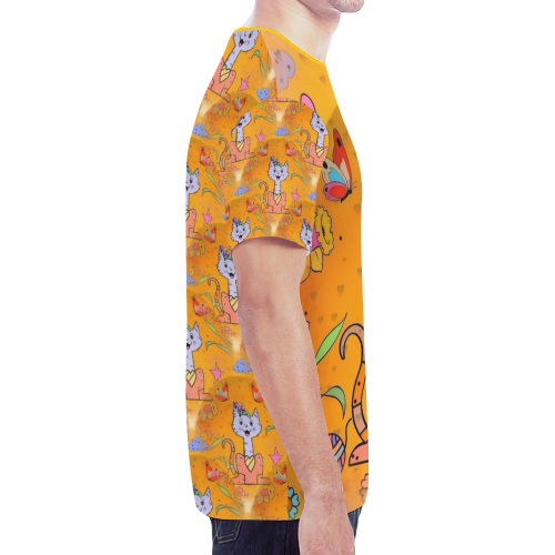 Cat Popart Fun by Nico Bielow New All Over Print T-shirt for Men (Model T45)