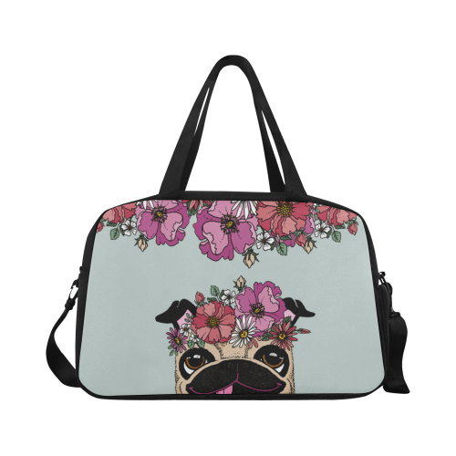 Pug Flower Fitness Handbag (Model 1671)