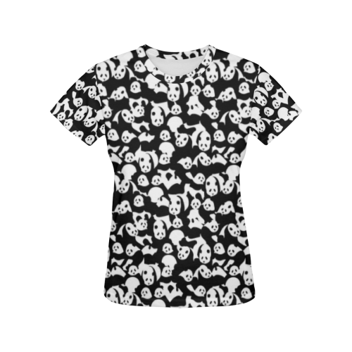 Panda Pattern All Over Print T-Shirt for Women (USA Size) (Model T40)