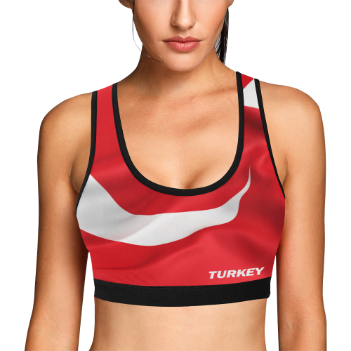 Turkey Flag Women's All Over Print Sports Bra (Model T52)