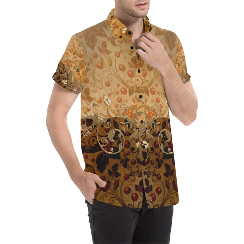 Wonderful decorative floral design Men's All Over Print Short Sleeve Shirt/Large Size (Model T53)