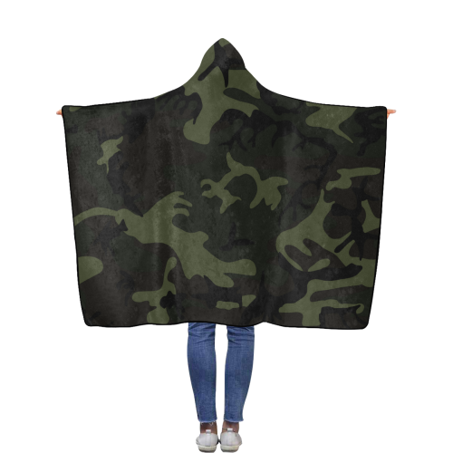 Camo Green Flannel Hooded Blanket 50''x60''