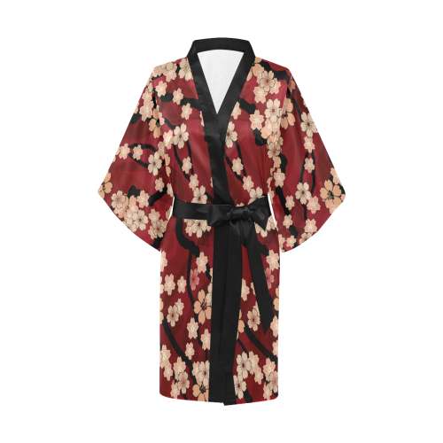 Sakura Breeze Ruby Wine Kimono Robe