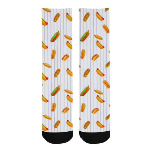 Hot Dog Pattern with Pinstripes Men's Custom Socks