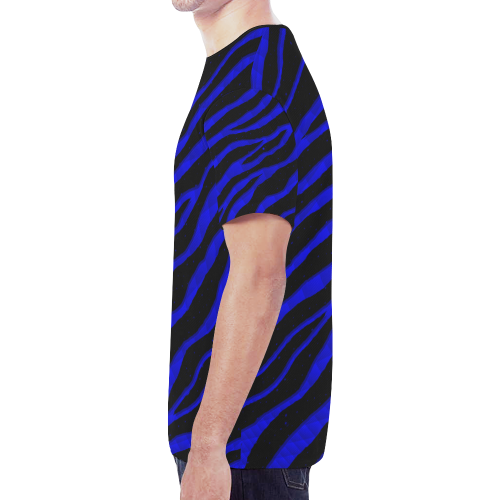 Ripped SpaceTime Stripes - Blue New All Over Print T-shirt for Men/Large Size (Model T45)