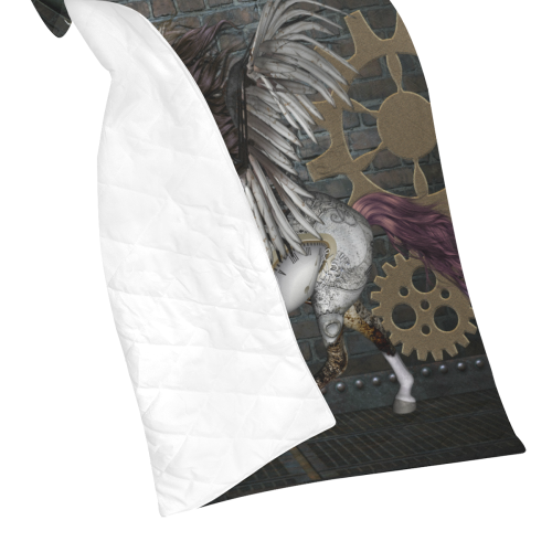 Steampunk, awesome steampunk horse with wings Quilt 60"x70"