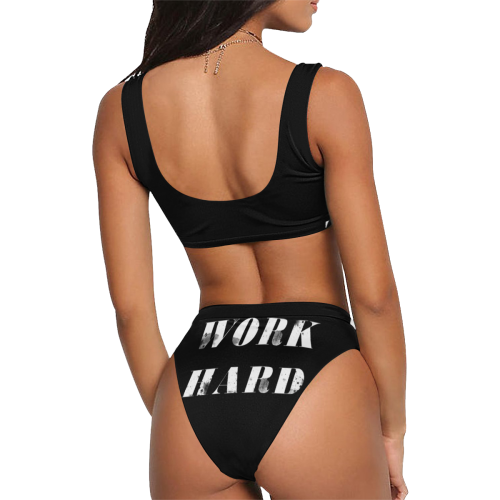 work hard Sport Top & High-Waisted Bikini Swimsuit (Model S07)