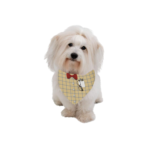 Nerd Geek Costume - Yellow Plaid Pet Dog Bandana/Large Size
