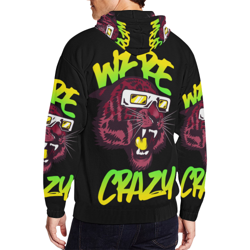 sudadera con capucha crazy All Over Print Full Zip Hoodie for Men (Model H14)