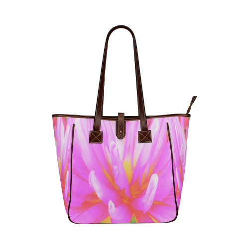 Fiery Hot Pink and Yellow Cactus Dahlia Classic Tote Bag (Model 1644)