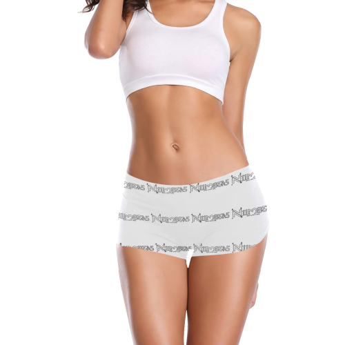 NUMBERS Collection Logos White Women's All Over Print Boyshort Panties (Model L31)