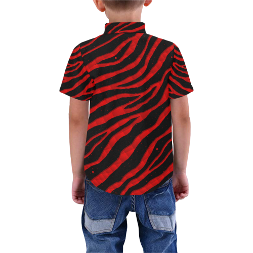 Ripped SpaceTime Stripes - Red Boys' All Over Print Short Sleeve Shirt (Model T59)