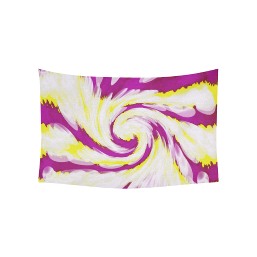 Pink Yellow Tie Dye Swirl Abstract Cotton Linen Wall Tapestry 60"x 40"
