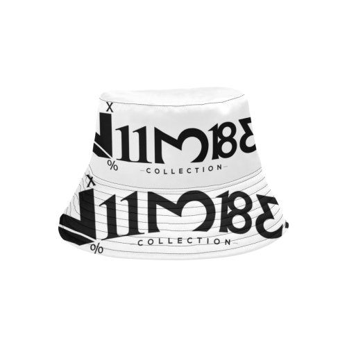 NUMBERS Collection LOGO White/Black All Over Print Bucket Hat