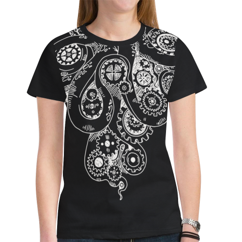 Retro Futurism Steampunk Adventure Octopus 2 New All Over Print T-shirt for Women (Model T45)