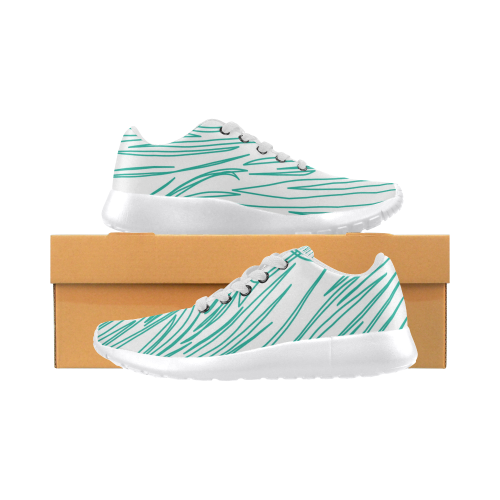 Design shoes - blue lines on white Women’s Running Shoes (Model 020)