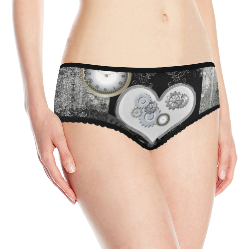 Steampunk, heart, clocks and gears Women's All Over Print Classic Briefs (Model L13)