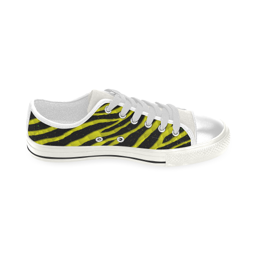 Ripped SpaceTime Stripes - Yellow Low Top Canvas Shoes for Kid (Model 018)