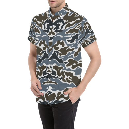 CAMOUFLAGE-POLICE Men's All Over Print Short Sleeve Shirt/Large Size (Model T53)