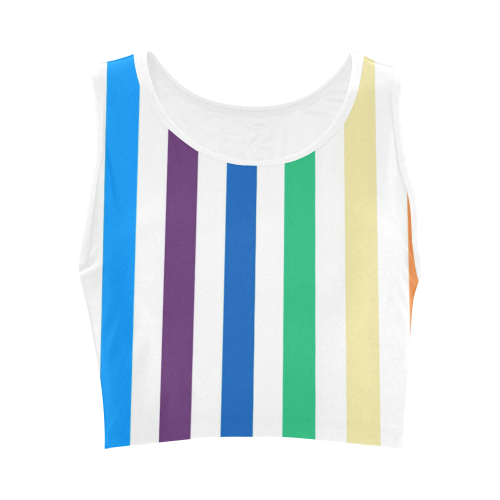Rainbow Stripes with White Women's Crop Top (Model T42)