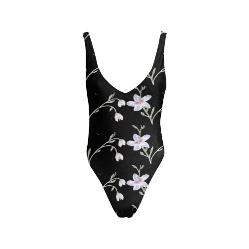 Flower Pattern Swimming Costume Sexy Low Back One-Piece Swimsuit (Model S09)