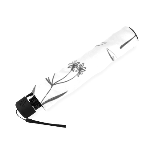 black white flowers Foldable Umbrella (Model U01)