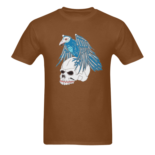 Raven Sugar Skull Brown Men's T-Shirt in USA Size (Two Sides Printing)