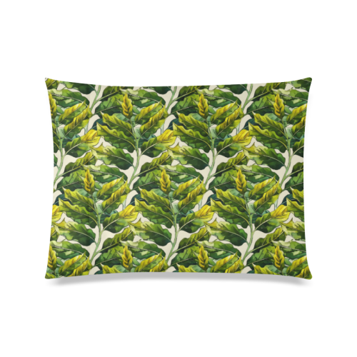 Yellow Green Wide Tropical Leaf pattern 6 Custom Zippered Pillow Case 20"x26"(Twin Sides)