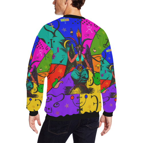 Awesome Baphomet Popart All Over Print Crewneck Sweatshirt for Men/Large (Model H18)