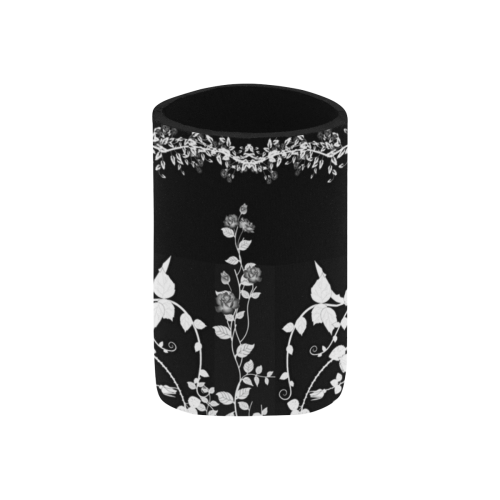 Roses in black and white Neoprene Can Cooler 4" x 2.7" dia.