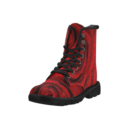 Red rosa Martin Boots for Women (Black) (Model 1203H)