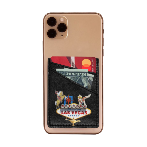 Las Vegas Welcome Sign on Black Cell Phone Card Holder