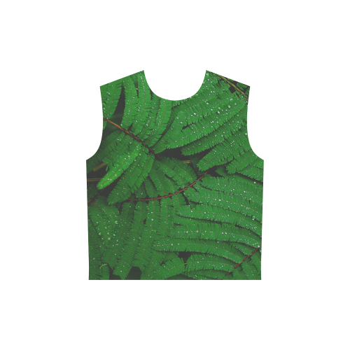 Forest Green Plants with Dew Photo All Over Print Sleeveless Hoodie for Women (Model H15)