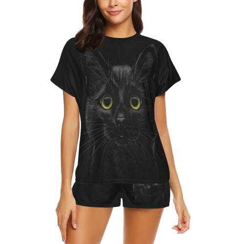 Black Cat Women's Short Pajama Set