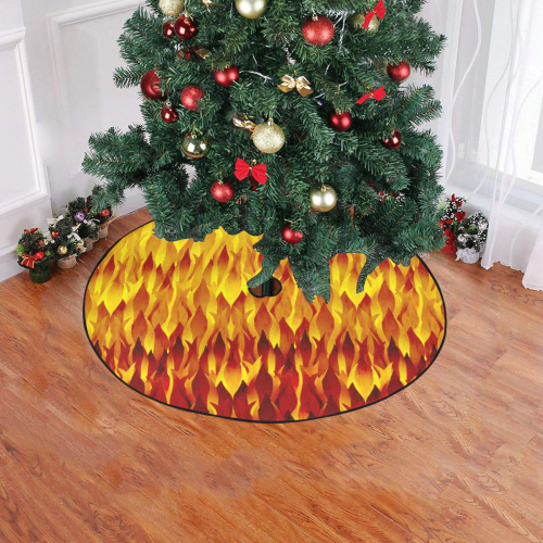 Hot Fire and Flames Illustration Christmas Tree Skirt 47" x 47"