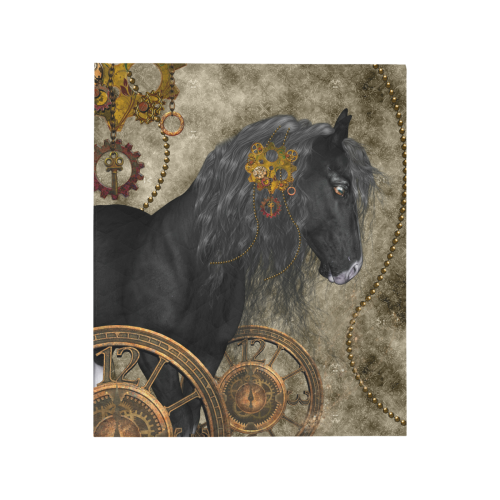Beautiful wild horse with steampunk elements Quilt 50"x60"