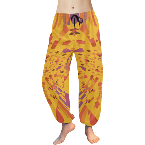 Golden Yellow Abstract Women's All Over Print Harem Pants (Model L18)