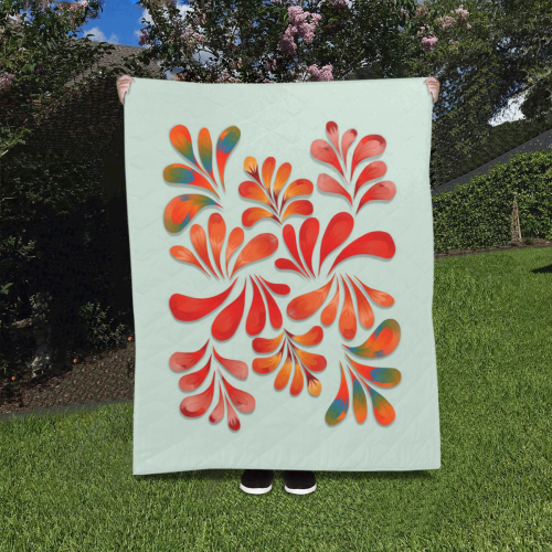 Red Floral Dance Pattern Quilt 40"x50"