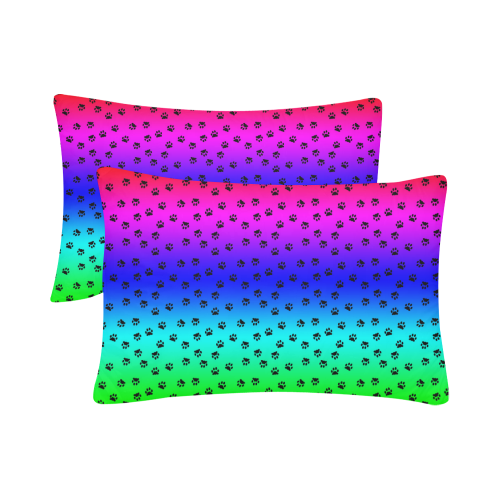 rainbow with black paws Custom Pillow Case 20"x 30" (One Side) (Set of 2)