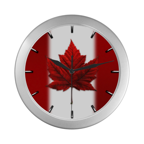 Canada Flag Souvenir Clocks Silver Color Wall Clock
