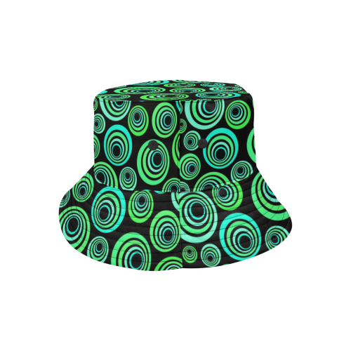 Crazy Fun Neon Blue & Green retro pattern All Over Print Bucket Hat for Men