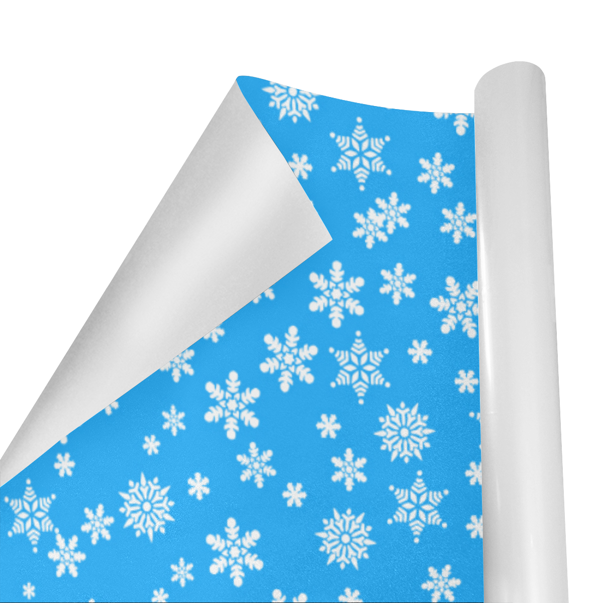 Christmas White Snowflakes on Light Blue Gift Wrapping Paper 58"x 23
