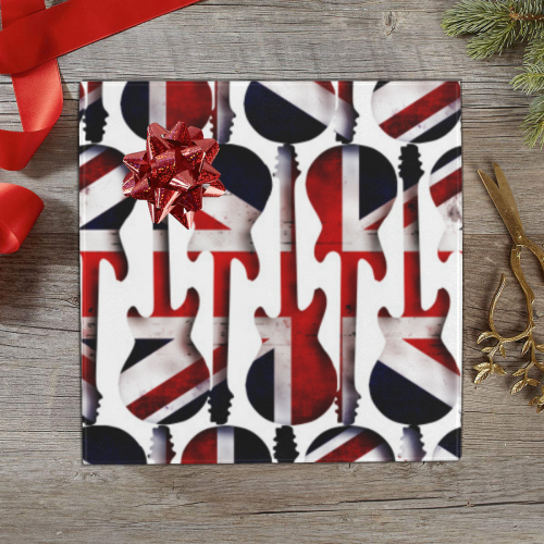 Union Jack British UK Flag Guitars Gift Wrapping Paper 58"x 23" (1 Roll)